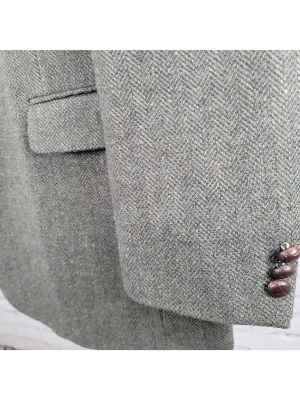 Deansgate Lambs Wool Herringbone Tweed 2 Brown Button Vented Suit Coat Size 46XL
